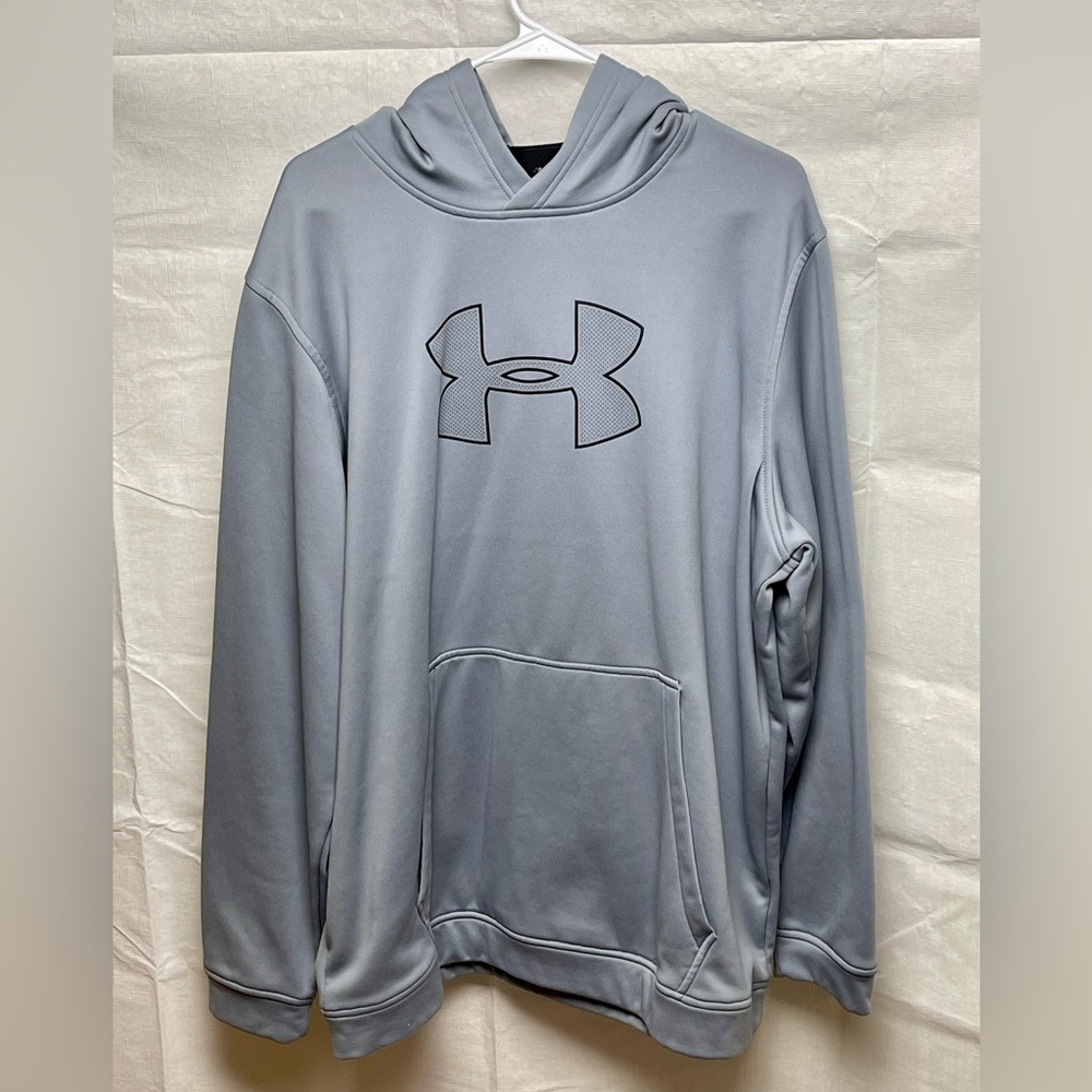 UNDER ARMOUR MENS FLEECE BIG GRAPHIC LOGO HOODIE, STEEL GRAY SIZE XXL
